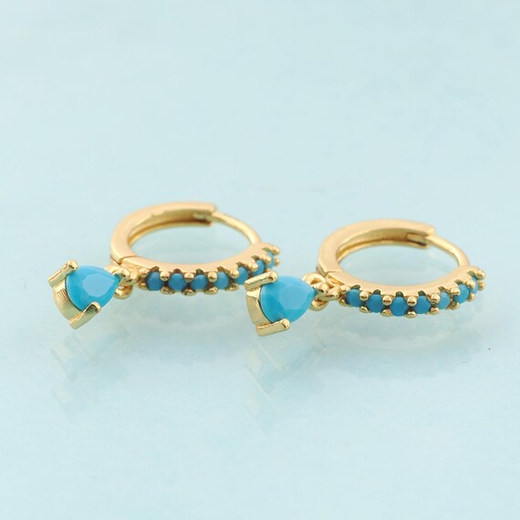 Gold CZ Water Drop Earrings,Hugging Hoop Jewelry Earrings,Hoop Earrings,Gift for Her,18K Gold
