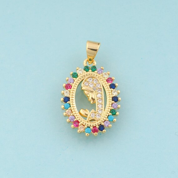 Gold CZ Prayer Charms,Girl Jewelry,Character Pendant for DIY Jewelry Making,18K Gold