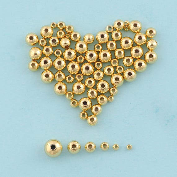 Round Ball Spacer Beads,Ball Beads,Spacer Beads,Gold Bracelet Beads for DIY Jewelry Making,18K Gold