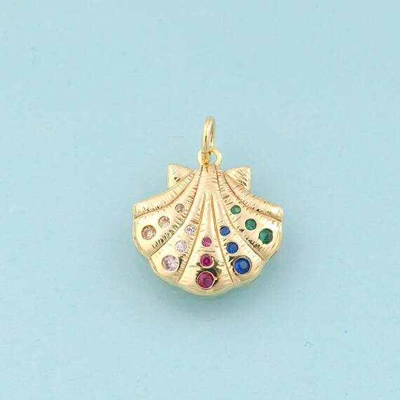 Gold CZ Shell Charms,Shell Jewelry,Shell Pendant for DIY Jewelry Making,18K Gold