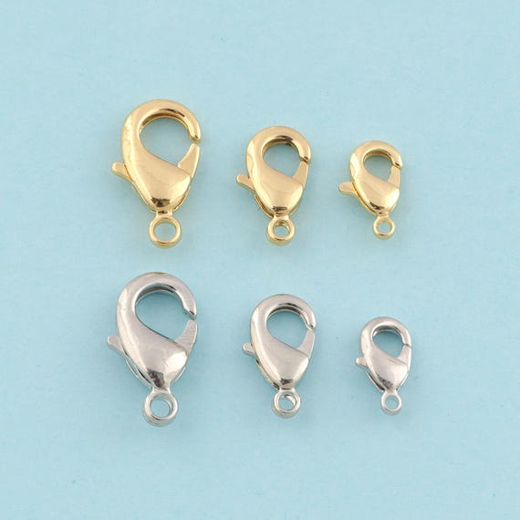 5 pcs Gold Lobster Clasp,Claw Jewelry Clasp,Lobster Spring Clasp for DIY Jewelry Making,18K Gold & Rhodium