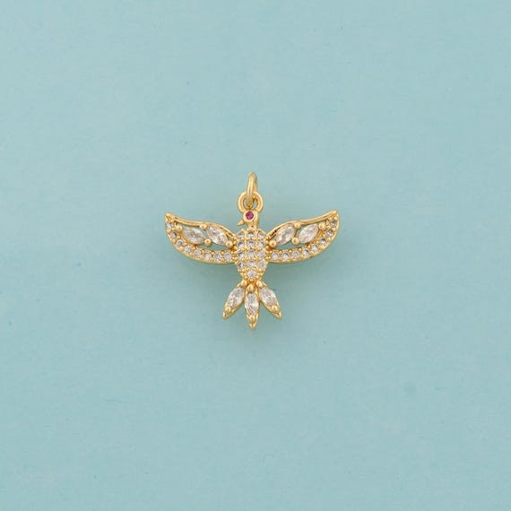 Gold CZ Bald Eagle Charms,Animal Jewelry,Holy Spirit Dove Pendant for DIY Jewelry Making,18K Gold