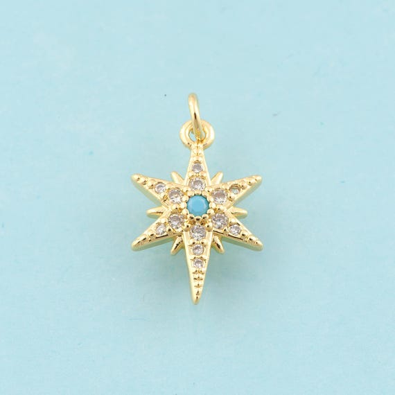 Gold CZ Polaris Charms,Polaris Jewelry,Polaris Pendant for DIY Jewelry Making,18K Gold