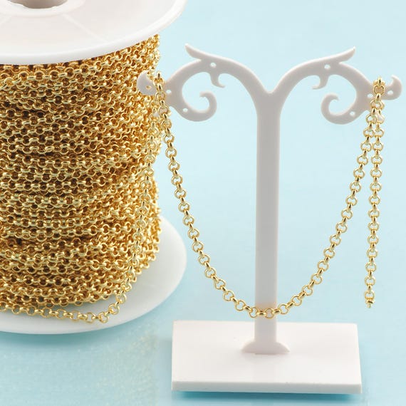 Gold Rolo Chain,Special Jewelry Chain,Semi-Finished Product Chain for DIY Jewelry Making,18K Gold