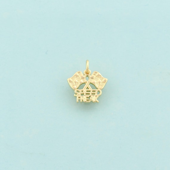 Gold Racing Flag Charms,Speed Freak Jewelry,F1 Flag Pendant for DIY Jewelry Making,18K Gold