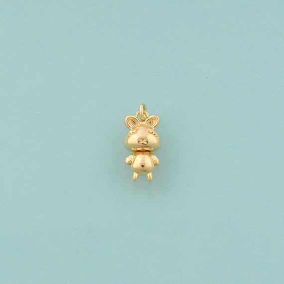 Gold Rabbit Charms,Animal Jewelry,Rabbit Pendant for DIY Jewelry Making,18K Gold