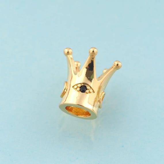 Crown Spacer Beads,Evil Eye Beads,Devil Eye Beads for DIY Jewelry Making,18K Gold