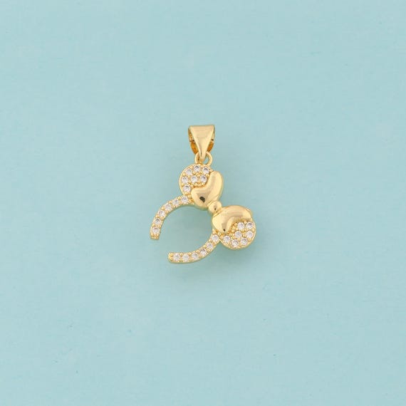 Gold CZ Bow Charms,Headband Jewelry,Tie Pendant for DIY Jewelry Making,18K Gold