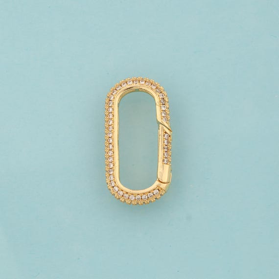 Gold Push Door Clasp,Snap Jewelry Clasp,Oval Clasp for DIY Jewelry Making,18K Gold