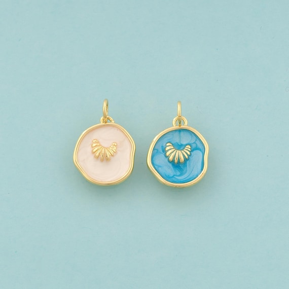 Gold Conch Charms,Conch Jewelry,Enamel Conch Pendant for DIY Jewelry Making,18K Gold