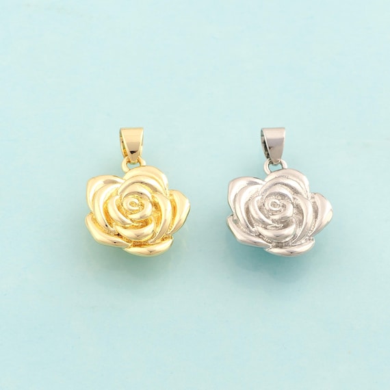 Gold Flower Charms,Flower Jewelry,Flower Pendant for DIY Jewelry Making,18K Gold