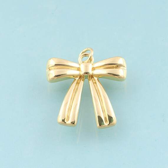 Gold Bow Charms,Minimalist Jewelry,Bow Pendant for DIY Jewelry Making,18K Gold