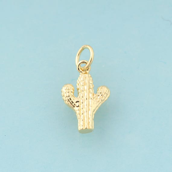 Gold Cactus Charms,Plant Jewelry,Plant Pendant for DIY Jewelry Making,18K Gold