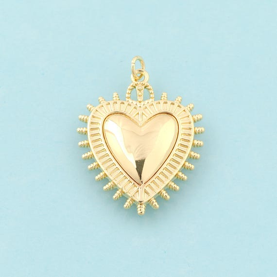 Gold Heart Charms,Minimalist Jewelry,Minimalist Pendant for DIY Jewelry Making,18K Gold