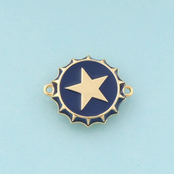 Gold Enamel Bottle Cap Connector,Star Jewelry Connector,Star Connector for DIY Jewelry Making,18K Gold
