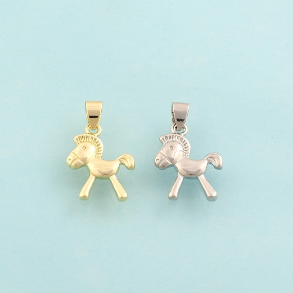 Gold Horse Charms,Animal Jewelry,Horse Pendant for DIY Jewelry Making,18K Gold