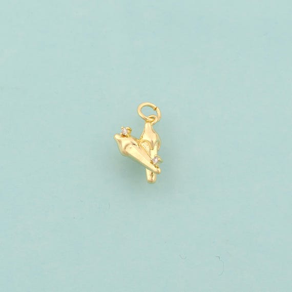 Gold CZ Ice Cream Charms,Dessert Jewelry,Ice Cream Pendant for DIY Jewelry Making,18K Gold