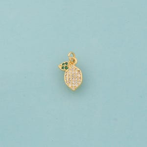Gold CZ Mango Charms,Fruit Jewelry,Mango Pendant for DIY Jewelry Making,18K Gold