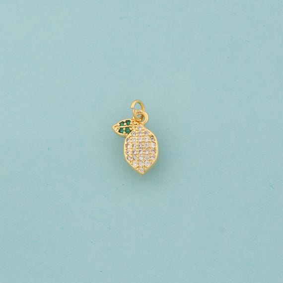 Gold CZ Mango Charms,Fruit Jewelry,Mango Pendant for DIY Jewelry Making,18K Gold