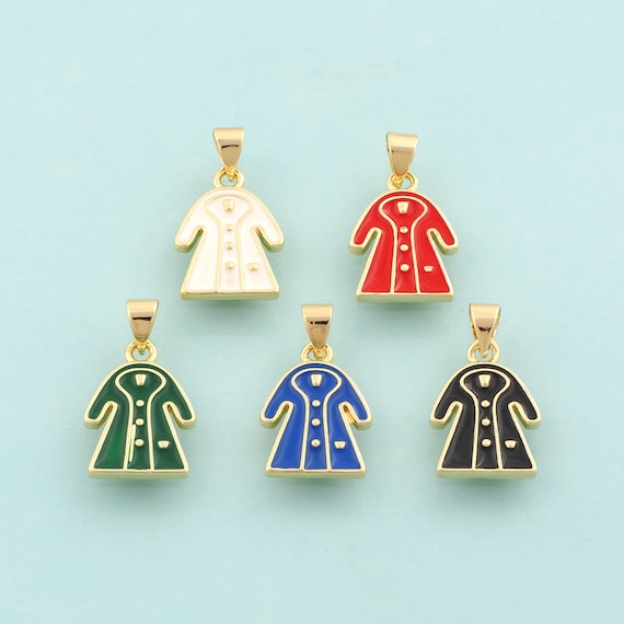 Gold Tone Lab Coat Charms,Medical Jewelry,Enamel Nurse Clothing Pendant for DIY Jewelry Making,18K Gold