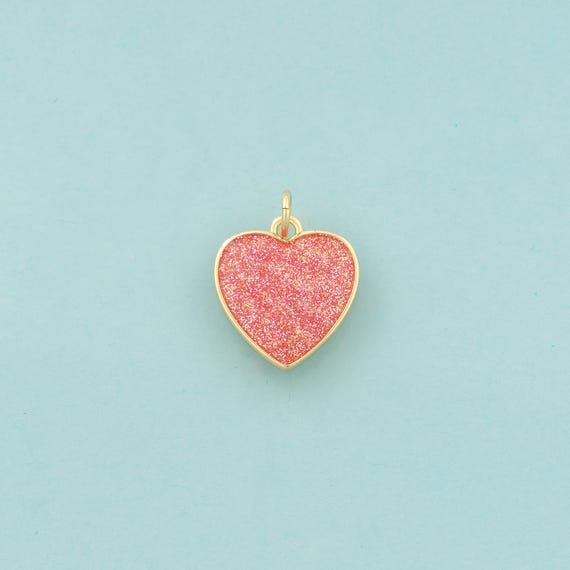 Gold Heart Charms,Love Jewelry,Enamel Heart Pendant for DIY Jewelry Making,18K Gold