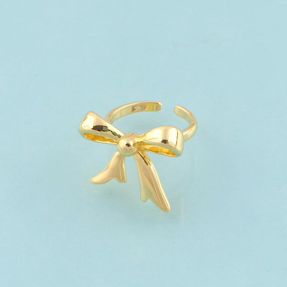 Gold Open Rings,Bow Jewelry Rings,Thin Rings Perfect Gift,18K Gold