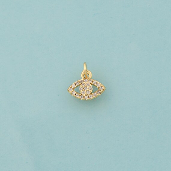 Gold CZ Evil Eye Charms,Devil Eye Jewelry,Eye Pendant for DIY Jewelry Making,18K Gold