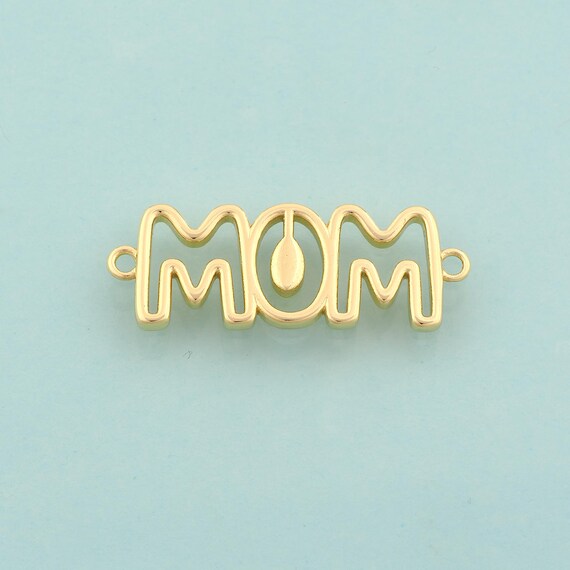 Gold MOM Connector,Letter Jewelry Connector,MOM Connector for DIY Jewelry Making,18K Gold