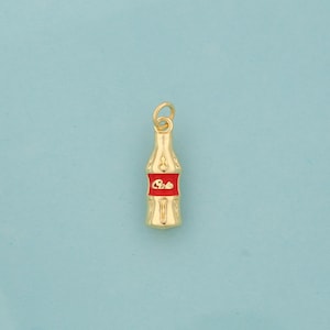 Gold Enamel Coke Bottle Charms,Beverage Jewelry,Coke Bottle Pendant for DIY Jewelry Making,18K Gold