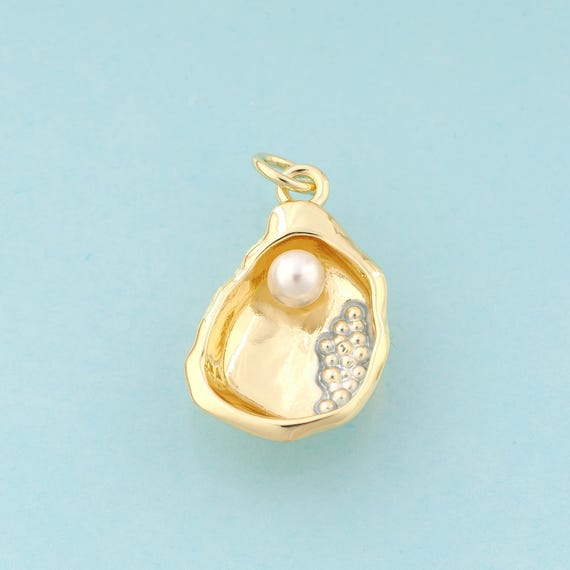 Gold Shell Charms,Pearl Jewelry,Shell Pendant for DIY Jewelry Making,18K Gold