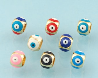 Enamel Evil Eye Spacer Beads,Devil Eye Beads,Evil Eye Beads for DIY Jewelry Making,18K Gold