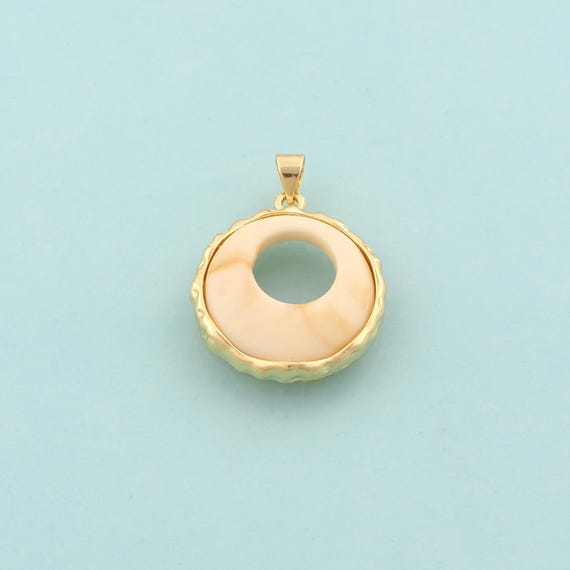 Gold Round Charms,Round Jewelry,Fritillaria Round Pendant for DIY Jewelry Making,18K Gold