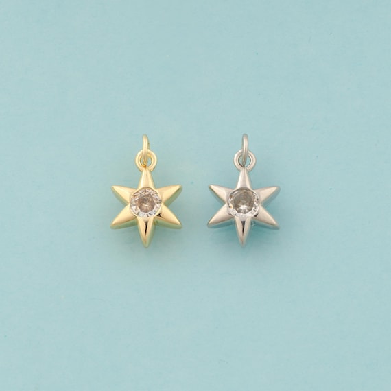 Gold CZ David Star Charms,Jewish Star Jewelry,Hexagram Pendant for DIY Jewelry Making,18K Gold
