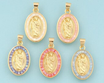 Gold St.Juda Charms,Religious Jewelry,Saint Jude Pendant for DIY Jewelry Making,18K Gold