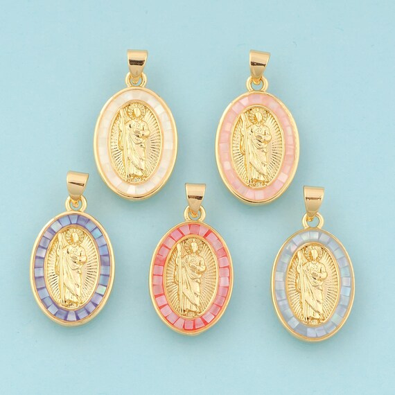 Gold St.Juda Charms,Religious Jewelry,Saint Jude Pendant for DIY Jewelry Making,18K Gold