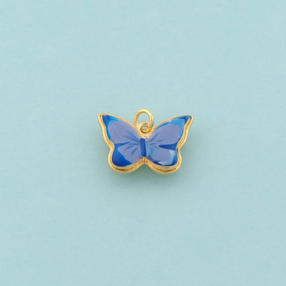 Gold Butterfly Charms,Insect Jewelry,Enamel Butterfly Pendant for DIY Jewelry Making,18K Gold