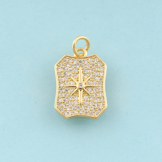 Gold CZ Polaris Charms,Polaris Jewelry,Polaris Pendant for DIY Jewelry Making,18K Gold
