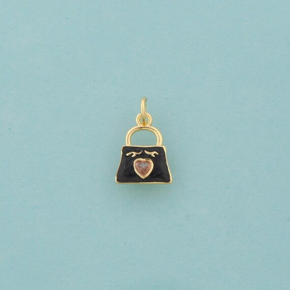 Gold Handbag Charms,Heart Jewelry,Handbag Pendant for DIY Jewelry Making,18K Gold