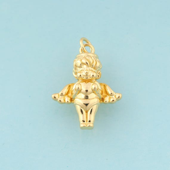 Gold Angel Charms,Angel Jewelry,Angel Pendant for DIY Jewelry Making,18K Gold