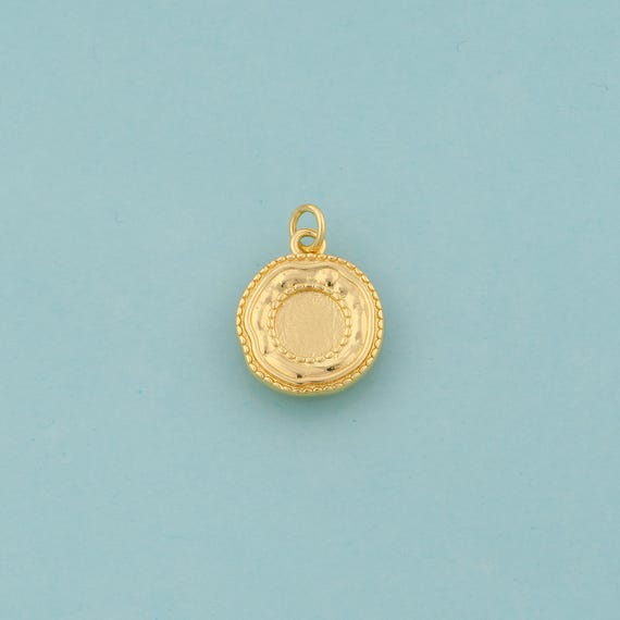 Gold Round Charms,Coin Jewelry,Disc Pendant for DIY Jewelry Making,18K Gold