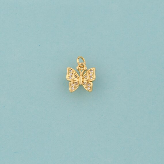 Gold CZ Butterfly Charms,Insect Jewelry,Butterfly Pendant for DIY Jewelry Making,18K Gold