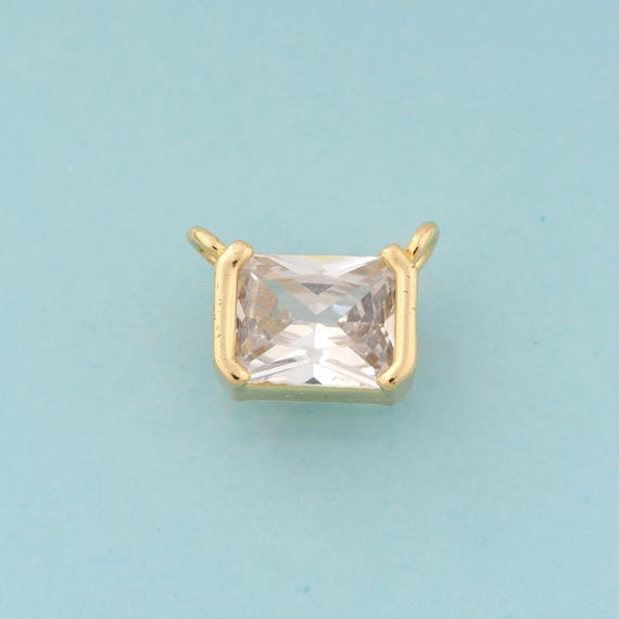 Gold CZ Square Charms,Square Jewelry,Square Pendant for DIY Jewelry Making,18K Gold