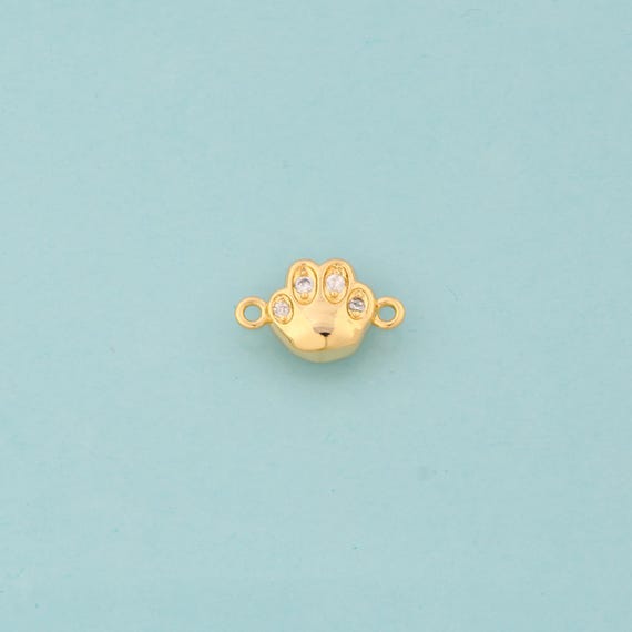 Gold CZ Animal Foot Connector,Animal Foot Jewelry Connector,Animal Foot Connector for DIY Jewelry Making,18K Gold
