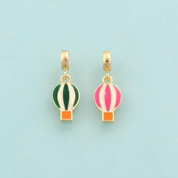 Gold Enamel Hot Air Balloon Charms,Hot Air Balloon Jewelry,Hot Air Balloon Pendant for DIY Jewelry Making,18K Gold