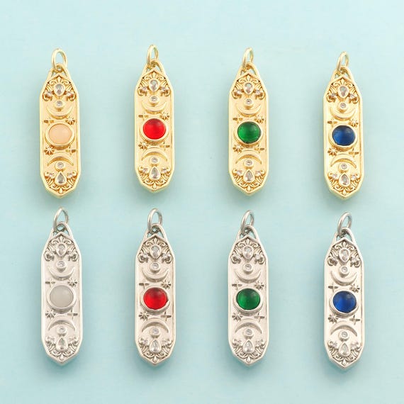 Gold CZ Moon Star Charms,Celestial Jewelry,Star Moon Pendant for DIY Jewelry Making,18K Gold