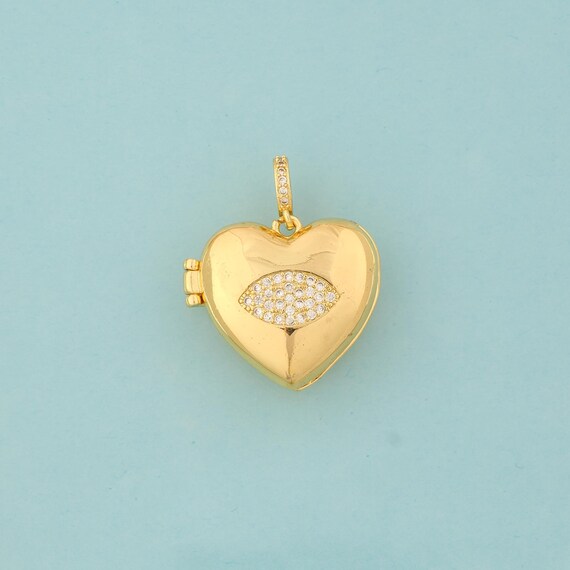 Gold CZ Evil Eye Charms,Devil Eye Jewelry,Photo Frame Pendant for DIY Jewelry Making,18K Gold