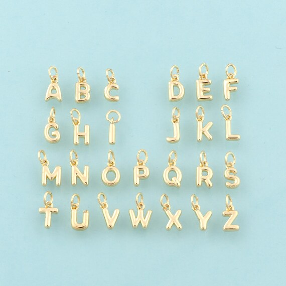 Gold 26 Letter Charms,Initial Jewelry,Letter Pendant for DIY Jewelry Making,18K Gold