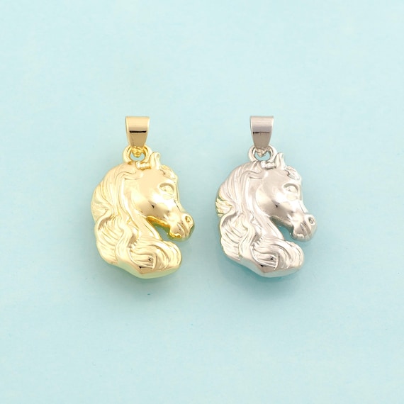 Gold Horse Charms,Animal Jewelry,Horse Pendant for DIY Jewelry Making,18K Gold