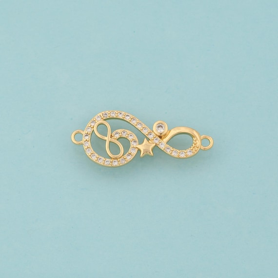 Gold CZ Infinity Connector,Star Jewelry Connector,Infinity Connector for DIY Jewelry Making,18K Gold