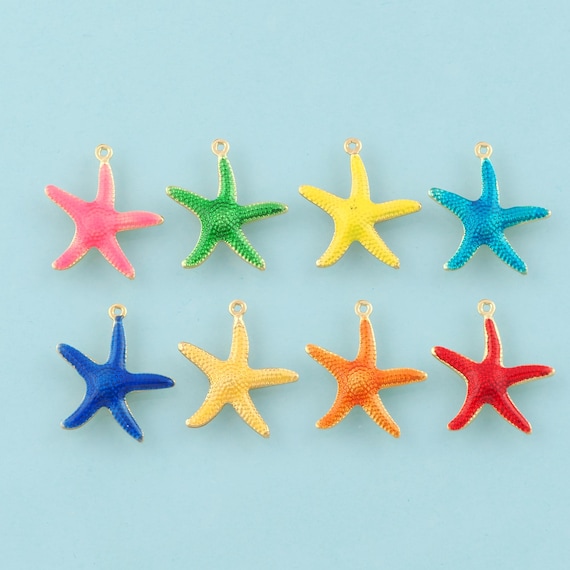 Gold Enamel Starfish Charms,Marine Life Jewelry,Starfish Pendant for DIY Jewelry Making,18K Gold